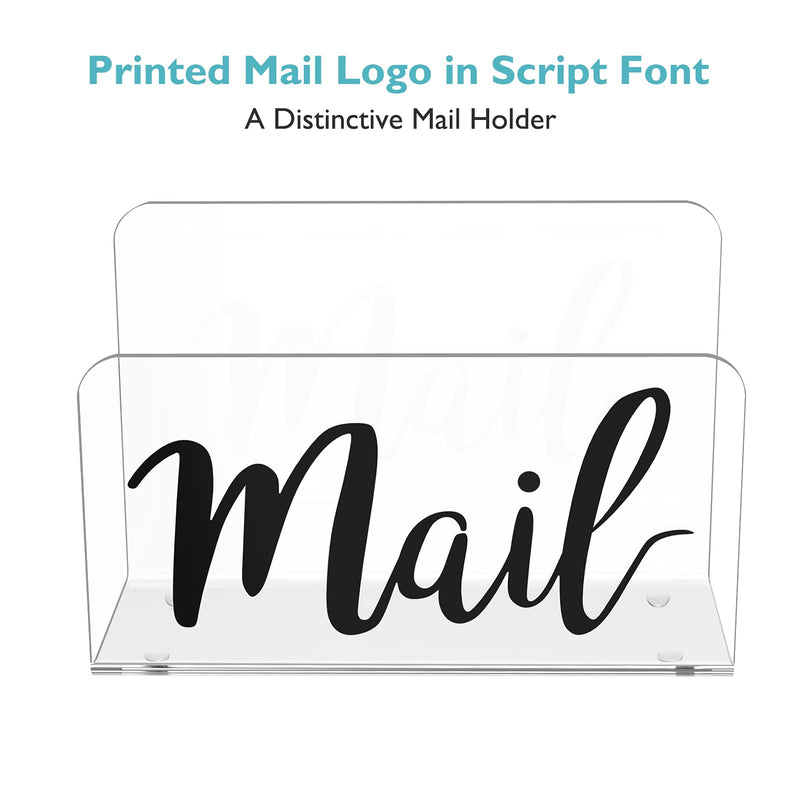 [Australia - AusPower] - KTRIO Mail Holder Mail Organizer Countertop Acrylic Mail Sorter, Print Mail Script Letter Holder for Desk Envelope Holder Letter Organizer for Home Office School, Bill Filling Paper Document Clear Acrylic 
