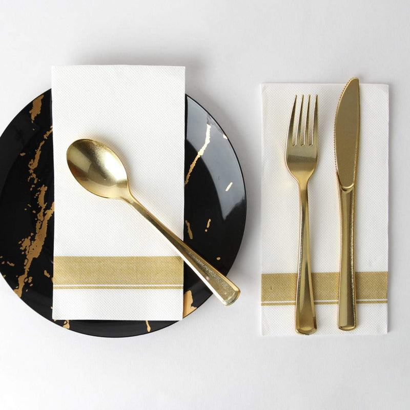 [Australia - AusPower] - Paper Dinner Napkins | Gold Border | 50 Pcs. 