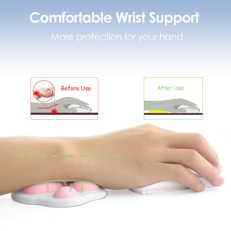 [Australia - AusPower] - ProElife Cute Mouse Wrist Support Pad Cat Paw Pattern, Comfortable Soft Wrist Rest Hand Pillow Relief Hand’s Pain with Non-Slip Rubber Base 4.3'' x 3.7'' for Home, Office Computer Laptop (White) White 