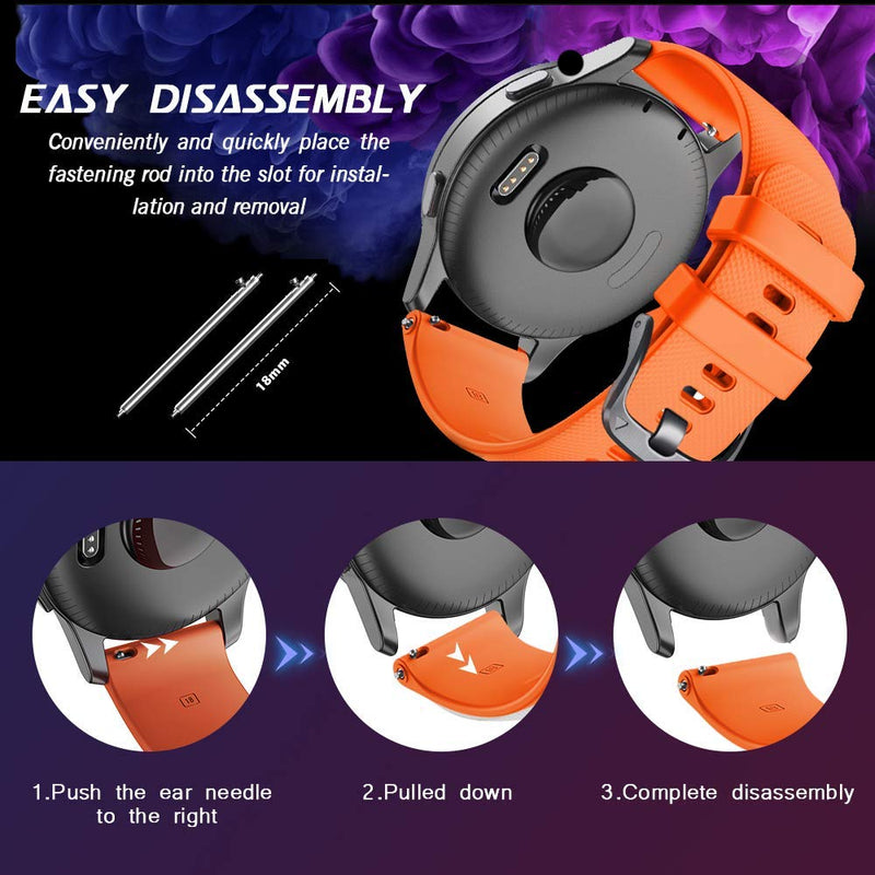 [Australia - AusPower] - NotoCity for Vivoactive 4S Band/Venu 2S Band/ Vivomove 3S Band, 18mm Watch Strap Soft Silicone Replacement for Garmin Vivoactive 4S (40mm)/Vivomove 3S (39mm) Smartwatch(ORANGE L) orange Large 