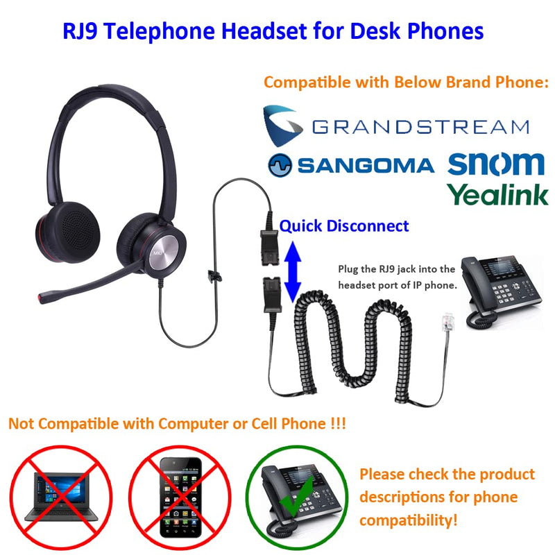 [Australia - AusPower] - Corded Phone Headset with Microphone for Office Phones Call Center Telephone Headset Noise Cancelling for Yealink SIP-T28P SIP-T46S Panasonic KX-HDV230 Grandstream GXP1405 Snom 320 Sangoma S705 etc 