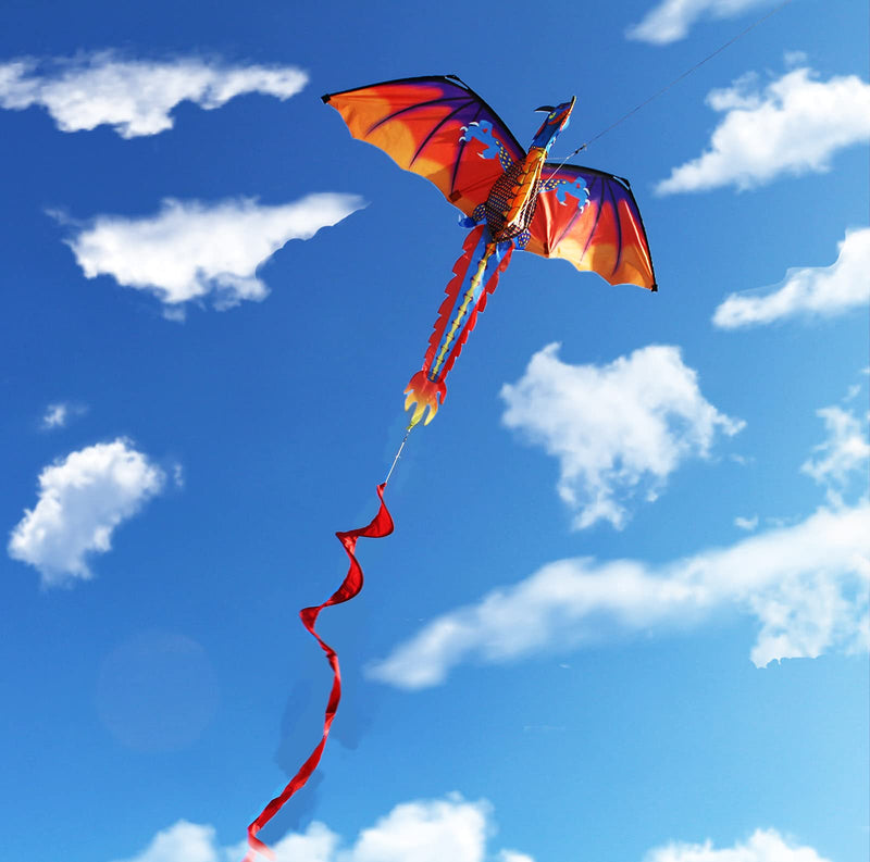 [Australia - AusPower] - HENGDA KITE-Upgrade Classical Dragon Kite Stereoscopic Dragon Kites for Kids & Adults Easy to Fly for Beginner Easter 55inch x 62inch Single Line with Tail 