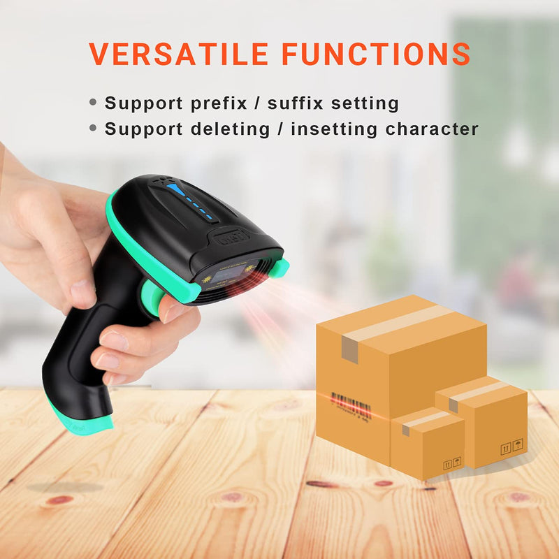 [Australia - AusPower] - Tera Barcode Scanner 1D Wireless with Battery Level Indicator Versatile 2-in-1 (2.4Ghz Wireless+USB 2.0 Wired) 328 Feet Transmission Distance Rechargeable Barcode Reader USB Handheld Bar Code Scanner 