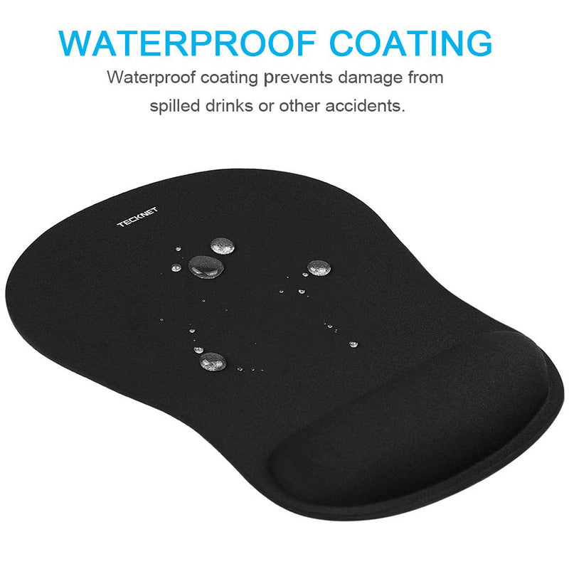 [Australia - AusPower] - TECKNET Ergonomic Gaming Office Mouse Pad Mat Mousepad with Rest Wrist Support - Non-Slip Rubber Base - Special-Textured Surface (Black) Black 