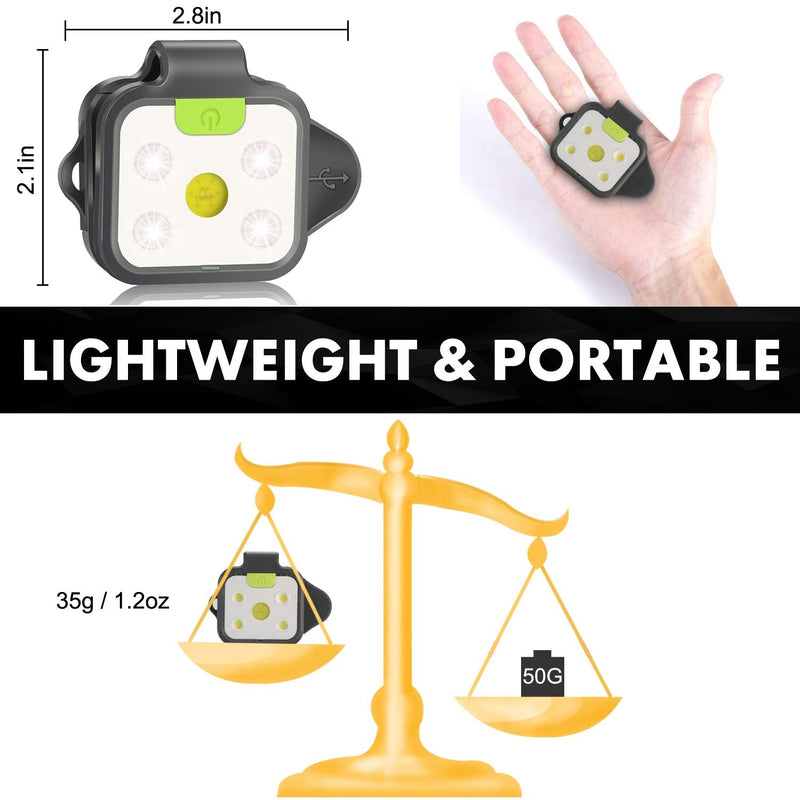 [Australia - AusPower] - Running Light, 2Pack Reflective Safety-Light for Runners, Rechargeable LED Light, Clip On Running Lights with Runners and Joggers for Camping, Hiking, Running, Outdoor Adventure (Cool Black) 