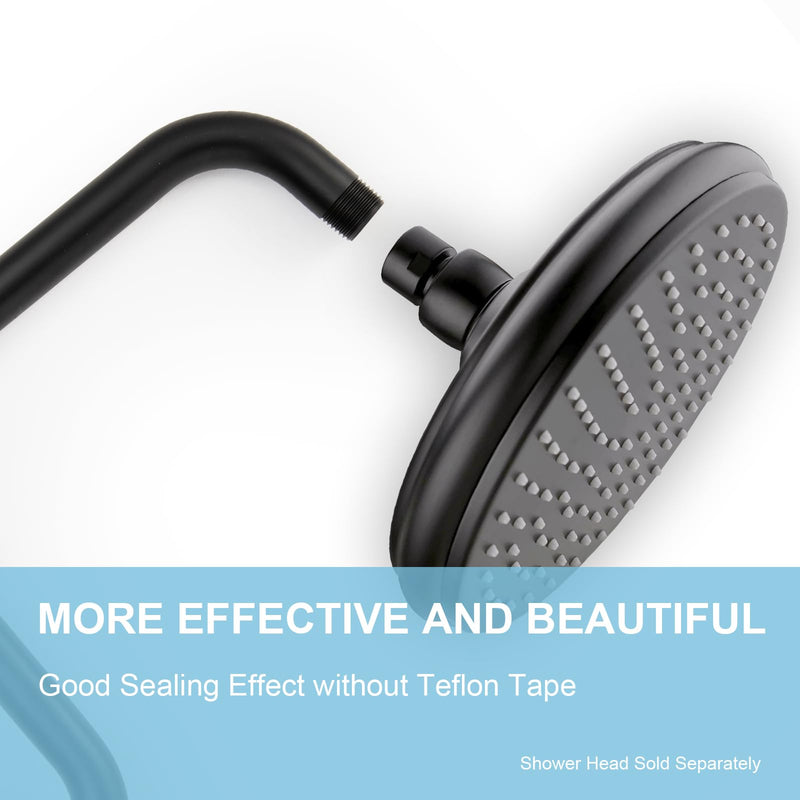 [Australia - AusPower] - OFFO Shower Head Extension Arm 13 Inch, S Shaped High Rise Extender with Flange Shower Head Pipe Arm, Matte Black 