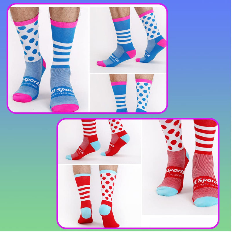 [Australia - AusPower] - GuaziV Cycling Socks for Men & Women，Colorful Compression Hiking Socks Running Socks for Travelling, Walking, Climbing Speckled Stripes（4 Pack） 11 