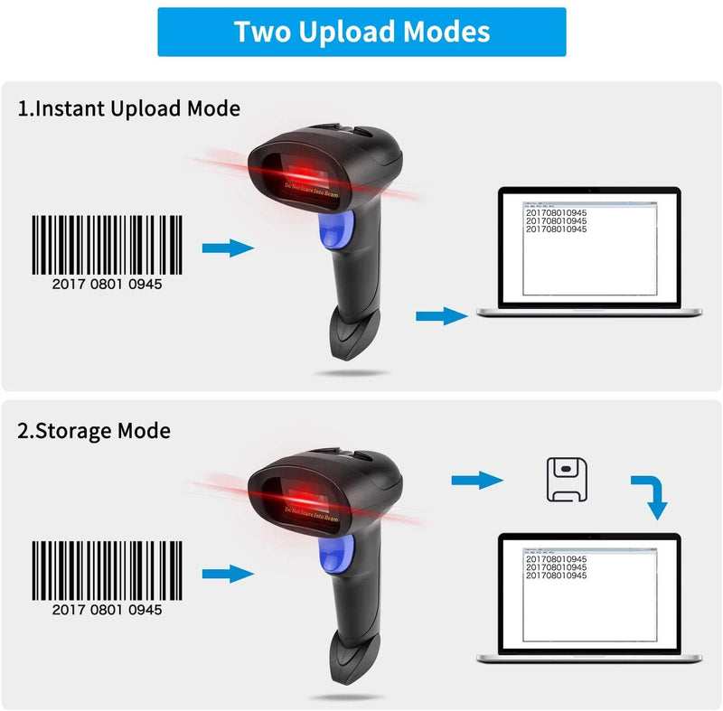 [Australia - AusPower] - NetumScan Wireless Barcode Scanner with Stand, Portable Automatic Barcode Reader 2-in-1 (2.4G Wireless & USB 2.0 Wired QR Code Scanner for Warehouse POS and Computer (1D) 1D 