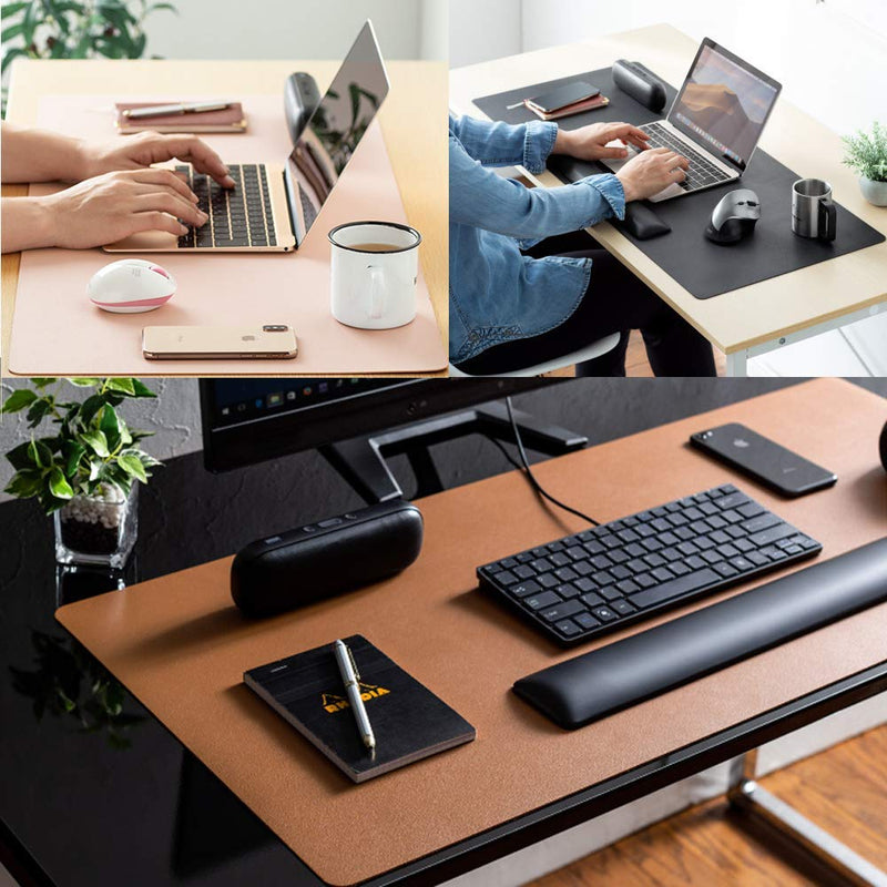 [Australia - AusPower] - Leather Desk Pad Protector,Mouse Pad,Office Desk Mat,Non-Slip PU Leather Desk Blotter,Laptop Desk Pad,Waterproof Desk Writing Pad for Office and Home (Black,23.6" x 13.7") 23.6" x 13.7" Black 