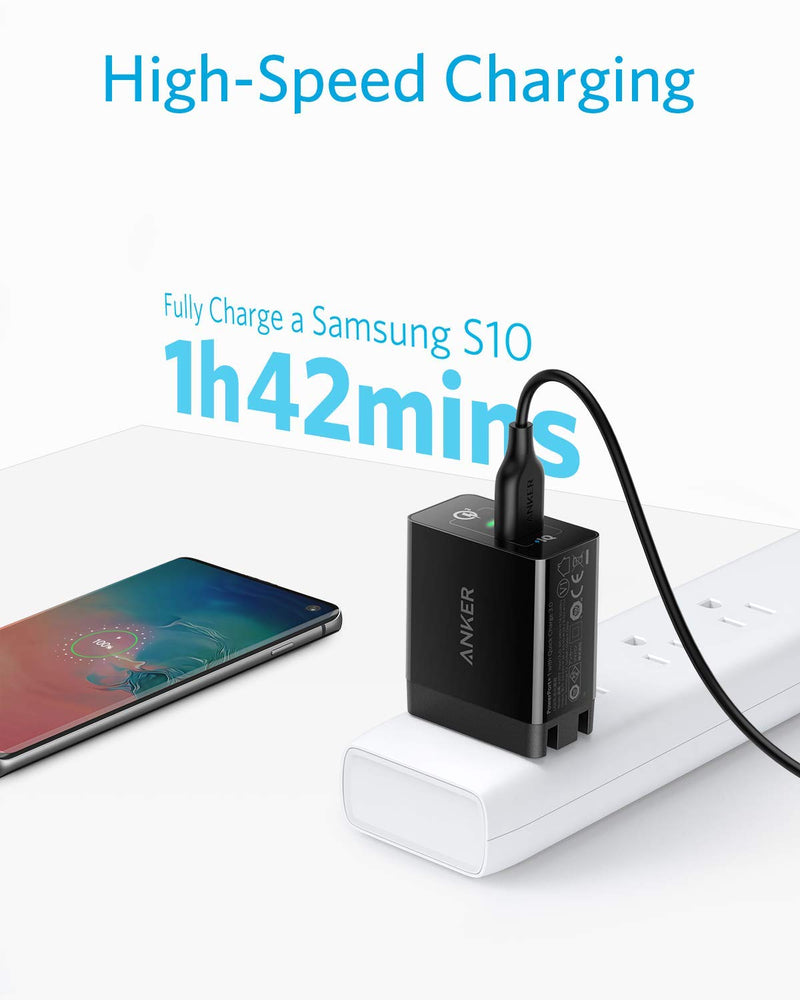 [Australia - AusPower] - Quick Charge 3.0, Anker 18W 3Amp USB Wall Charger (Quick Charge 2.0 Compatible) Powerport+ 1 for Anker Wireless Charger, Galaxy S10e/S9, Note 9/8, LG V40/V30+, iPhone, iPad and More (2-Pack) 