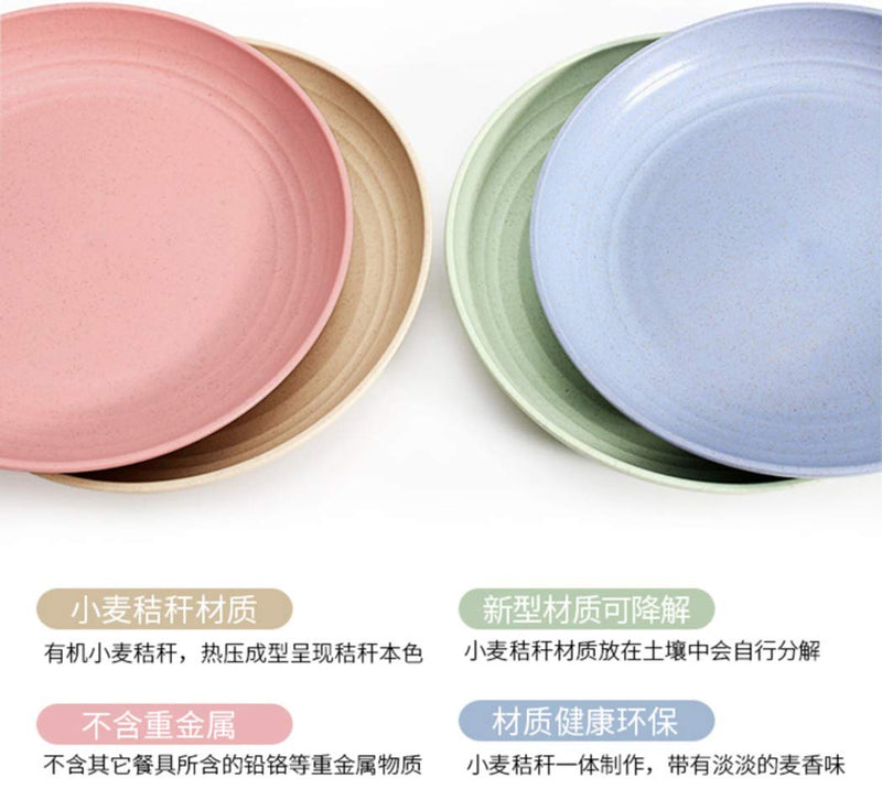 [Australia - AusPower] - Greenandlife Lightweight Wheat Straw Plates - 4Pack Unbreakable Dishes and Plates Sets Non-toxin, Dishwasher & Microwave Safe BPA free and Healthy for Kids Children Toddler & Adult (7.87'') Medium 