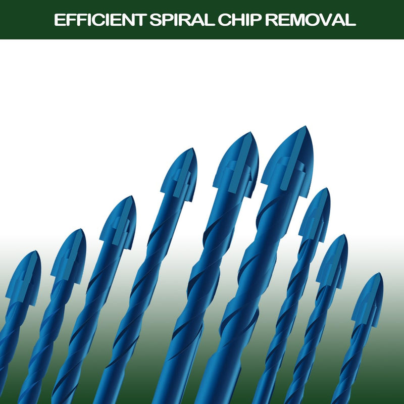 [Australia - AusPower] - JOERIC Masonry Drill Bit Set, 10 Pieces Concrete Drill Bits Set Ceramic Drill Bit Carbide for Ceramic Tile, Plastic, Wall, Brick, Cement, Concrete, Wood with Size 3/16â€ to 1/2â€(Blue) Blue 