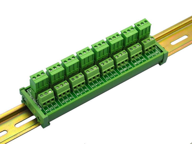 [Australia - AusPower] - Electronics-Salon DIN Rail Mount Pluggable 8x3 Position 10A / 300V Screw Terminal Block Distribution Module. (Side Wire Connects) Side Wire Connects 