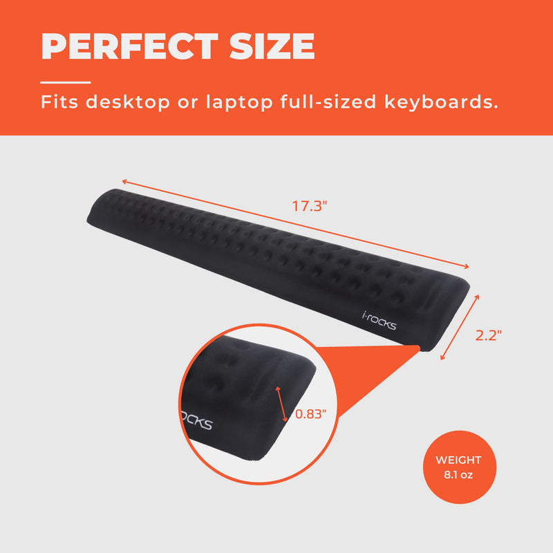 [Australia - AusPower] - i-Rocks IRC41 Ergonomic Keyboard Memory Foam Wrist Rest Pad with Anti-Slip Base; Provides Cushioned Support and Pain Relief for Office, Gaming, Computer, Laptop, and Typing. (Black) Black Keyboard Pad 