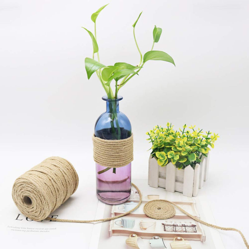 [Australia - AusPower] - Tenn Well Braided Jute Twine, 200Feet 3.5mm Wide Natural Jute Rope for Artworks and Crafts, Macrame Projects, Gardening Applications (8 Strands) 