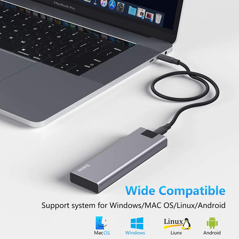 [Australia - AusPower] - M.2 NVME SATA SSD Enclosure Adapter Tool-Free, RTL9210B Chips, USB C 3.1 Gen 2 10Gbps NVME, 6Gbps SATA PCIe M-Key(B+M Key), Support UASP Trim for SSD Size 2242/2260/2280 