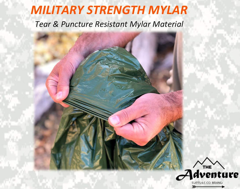 [Australia - AusPower] - Emergency Blanket & Rain Poncho - 4 Pack, Mylar Thermal Survival gear for heat retention - Lightweight - Army Green - Adventure Supply Co. 