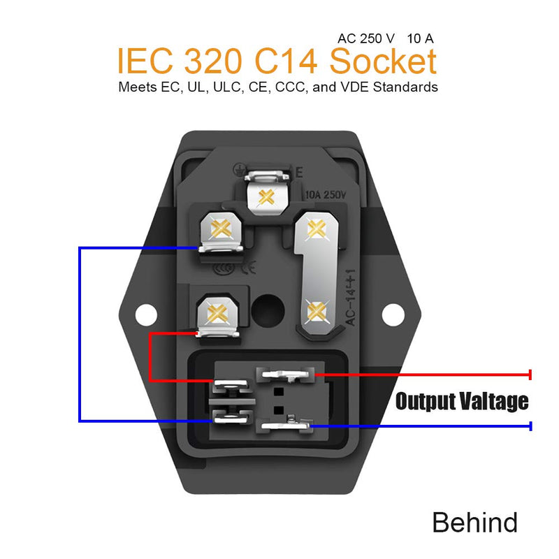 [Australia - AusPower] - Module Plug,10A Fuse Switch Male Power Socket,Adapter Power Connector,3 Pins Inlet Power Socket,Black,Red Button,AC 250V 10A IEC 320 C14 3 Pieces 