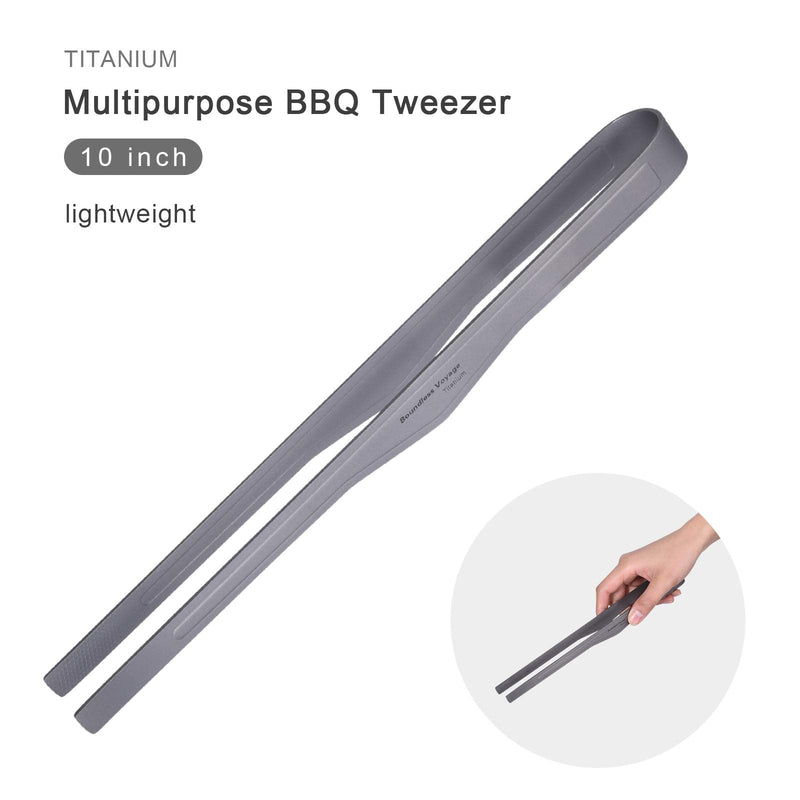 [Australia - AusPower] - Boundless Voyage 6.7/10 inches Titanium Ultralight Grill BBQ Tongs Multipurpose Tweezer for Kitchen Food Tongs Buffet Salad Steak Clip Grill Accessories Anti-scalding Ti1563A - (10 inches) 