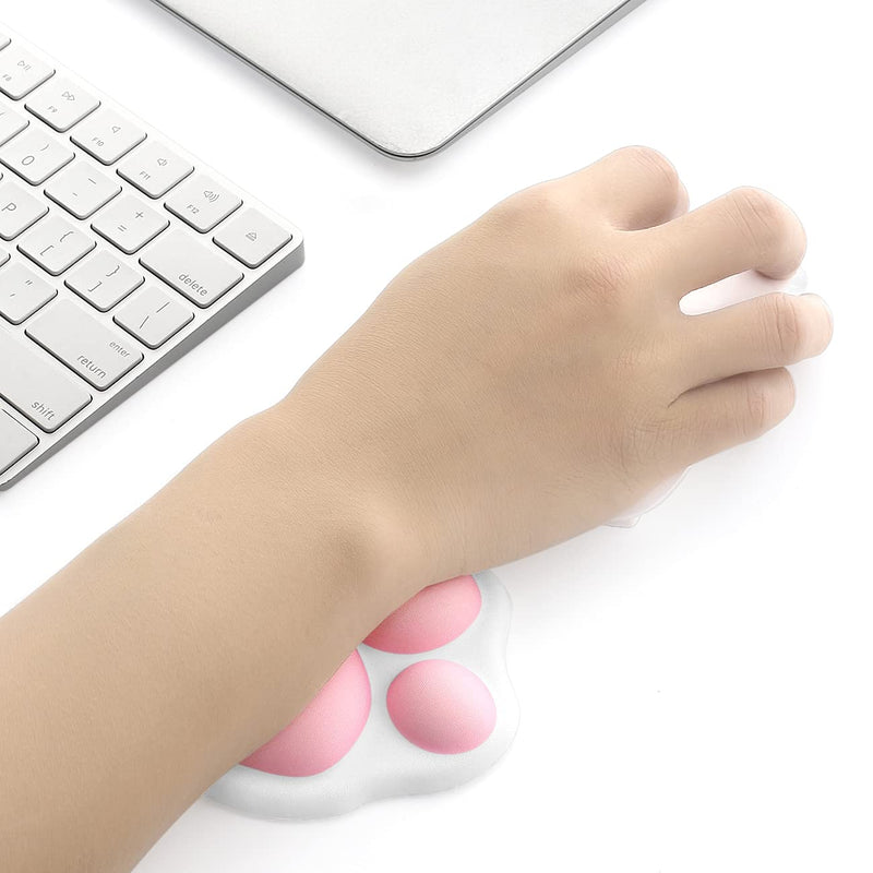 [Australia - AusPower] - ProElife Cute Mouse Wrist Support Pad Cat Paw Pattern, Comfortable Soft Wrist Rest Hand Pillow Relief Hand’s Pain with Non-Slip Rubber Base 4.3'' x 3.7'' for Home, Office Computer Laptop (White) White 