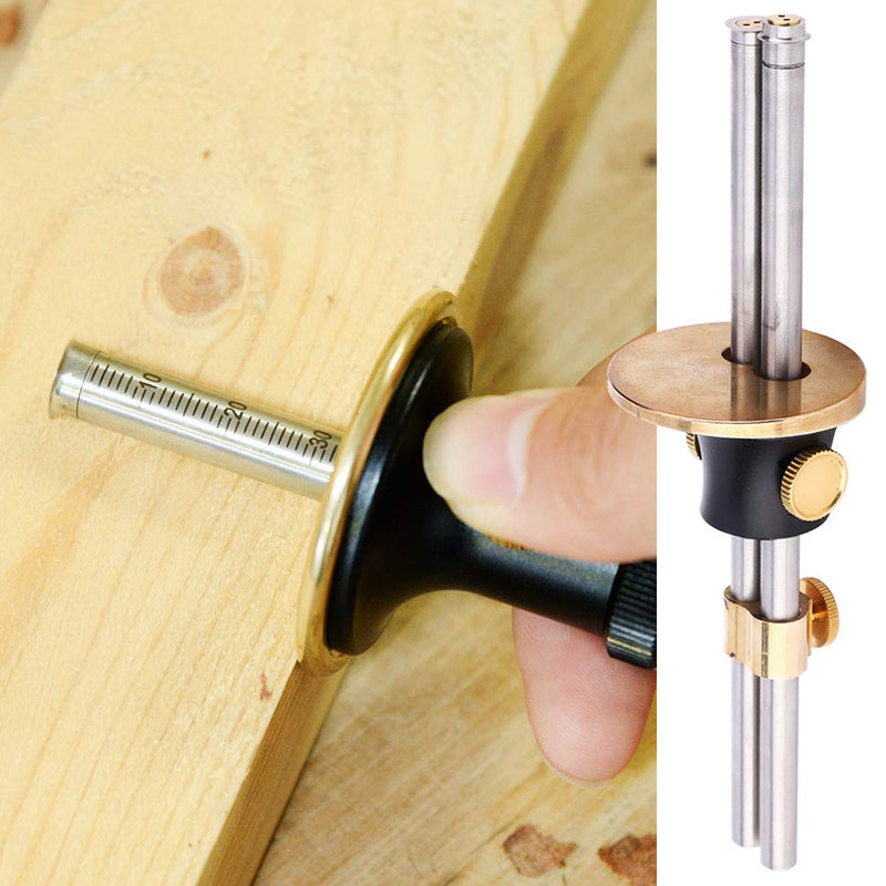 [Australia - AusPower] - Hilitand Wheel Marking Gauge European Style Carpenter Marking Scriber Hand Measuring Tool for Woodworking Accessory(Double Shaft) 