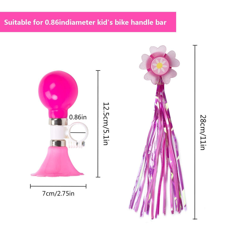 [Australia - AusPower] - Kids Bike Horn, Children Bicycle Bell with 2 Pack Bike Handle Streamers Bike Accessories for Girls or Boys (Pink) 