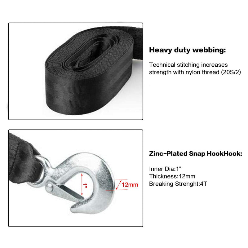 [Australia - AusPower] - Seamander Boat Winch Strap with Hook and Safety Latch - Loop End - 2" x 20' -5,000lbs 