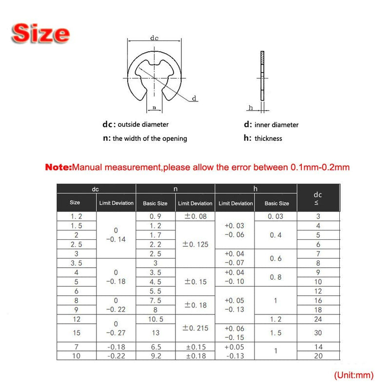 [Australia - AusPower] - 10 Size 304 Stainless Steel E Clip Assortment Kit E-Clip External Retaining Ring Assortment Set Heat Treated Steel Retaining Rings(M1.5-M10,275 PCS) 
