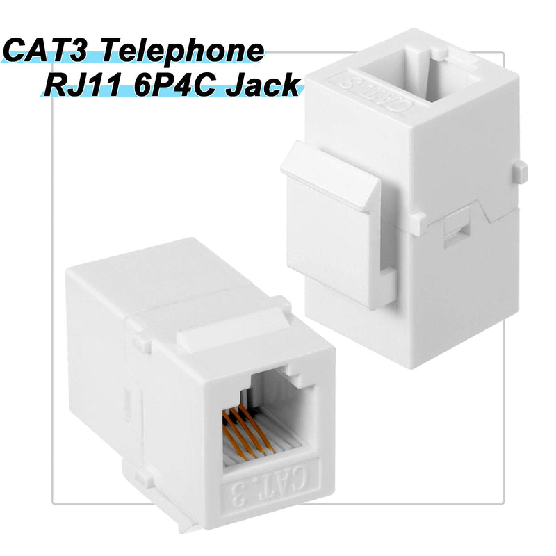 [Australia - AusPower] - 10 Pieces CAT3 Telephone RJ11 6P4C Jack Phone Line Connector Coupler Phone Female to Female Telephone Jack Coupler (White) White 