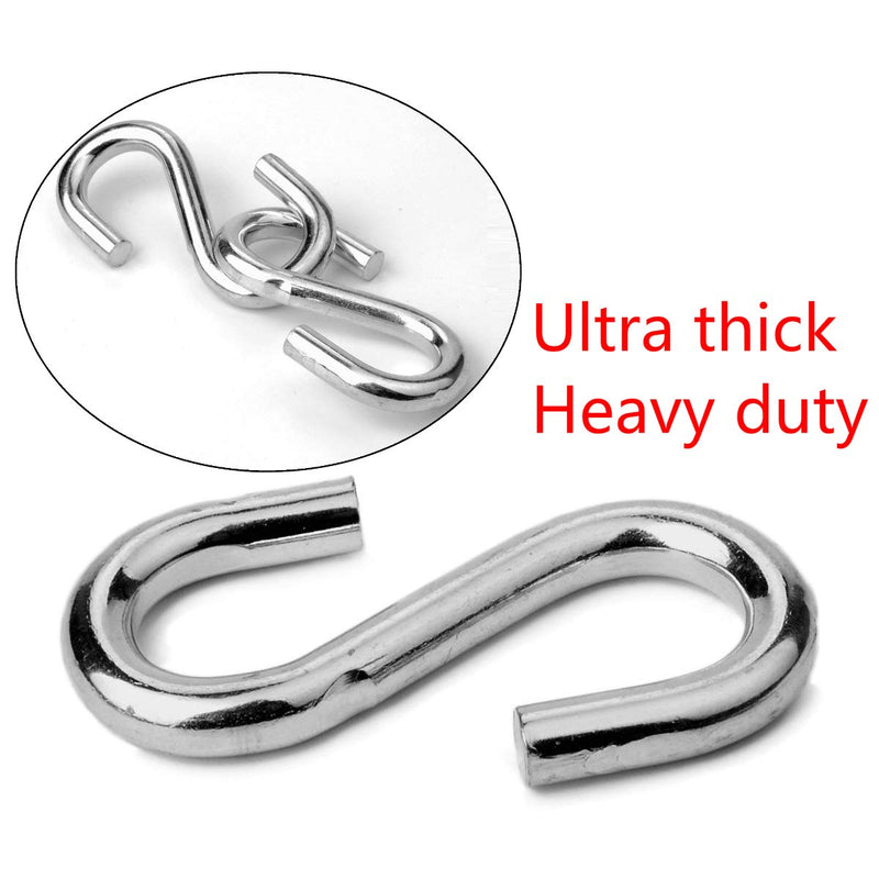 [Australia - AusPower] - Flammi 2 Pack Heavy Duty S Hooks for Hanging Hammock Stand Swing Plants, Max 500 Lbs, 3 Inch Long 5/16 Inch Thick Strong Galvanized Utility Hooks 