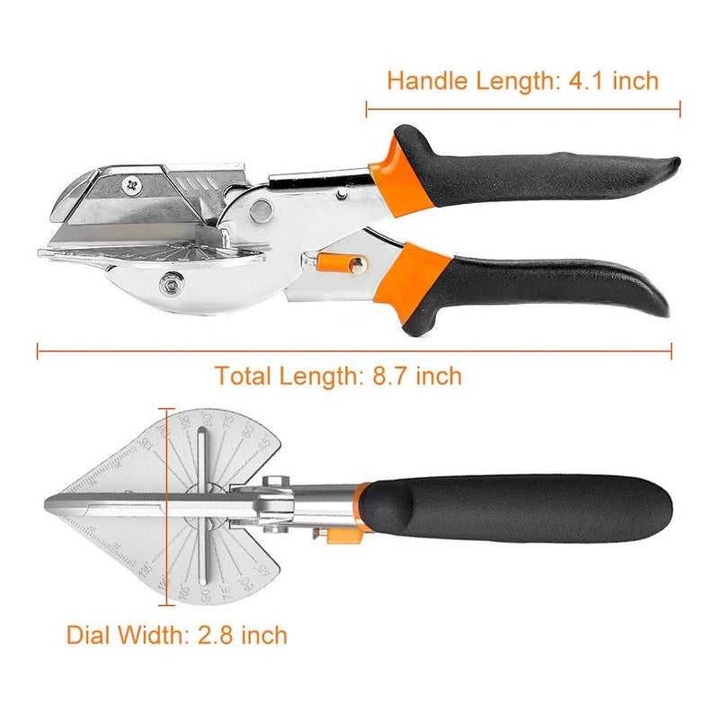 [Australia - AusPower] - Multi Angle Miter Shear Cutter, Jhua 8'' Multifunctional Trunking Shears Hand Tools 45 Degree To 135 Degree Miter Shears Cutting Tool with 10 Spare Blades for Cutting Chamfer, Soft Wood, Plastic, PVC 