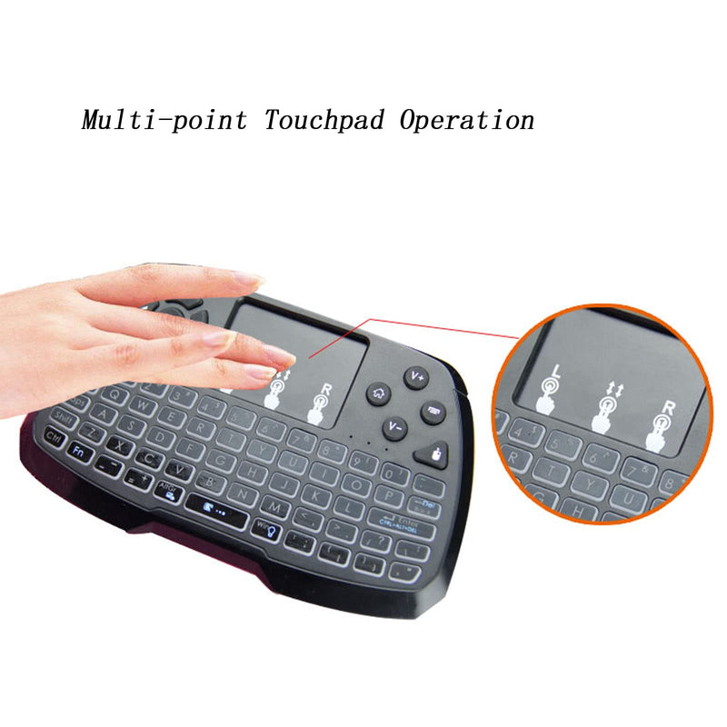 [Australia - AusPower] - Miritz 2.4GHz Wireless Mini Keyboard with Mouse Touchpad Remote Control, LED Backlit Colorful, USB Liion Battery Charging Black 