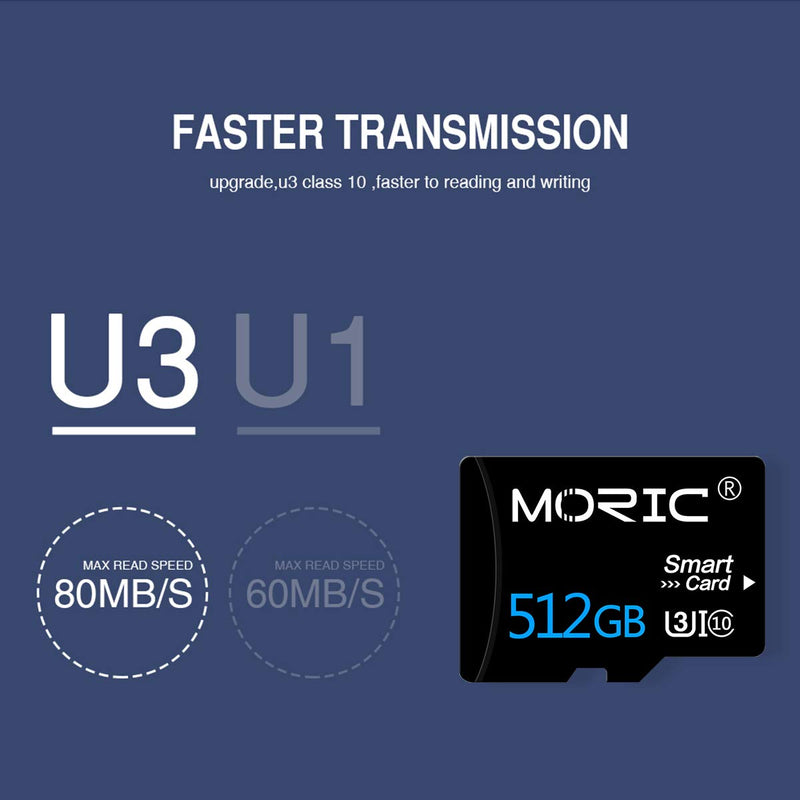 [Australia - AusPower] - 512GB Micro SD Card with Adapter High Speed Class 10 Memory Card for Android Smartphone, Body Camera, Tablet and Drone 