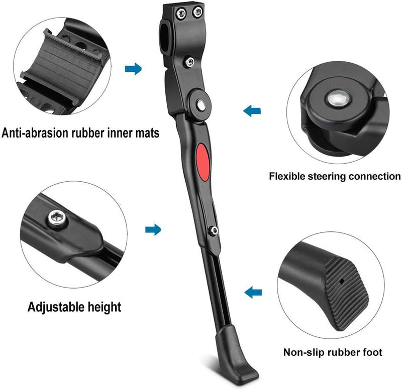 [Australia - AusPower] - ZOSEN Adjustable Bicycle Kickstand, Bike Side Support Kick Stand for 22 24 26 Inch Mountain Bike and 700 Road Bike BY Black 1 