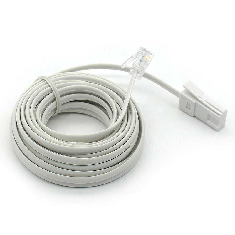 [Australia - AusPower] - RJ11 Telephone Cord Line to UK BT 6P2C Pin Modular Phone Cable Wire Male to Male Plug 4.5M/ 14.7 feet For Landline Extension Straight Cable White 