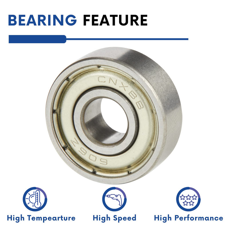 [Australia - AusPower] - CNXBB 10pcs 606ZZ Ball Bearing, Double Metal Sealed Deep Groove Bearings 6x17x6mm, High Temperature High Speed and Low Noise,Suitable for Electric Motor Applications (10, 606-ZZ) 10 