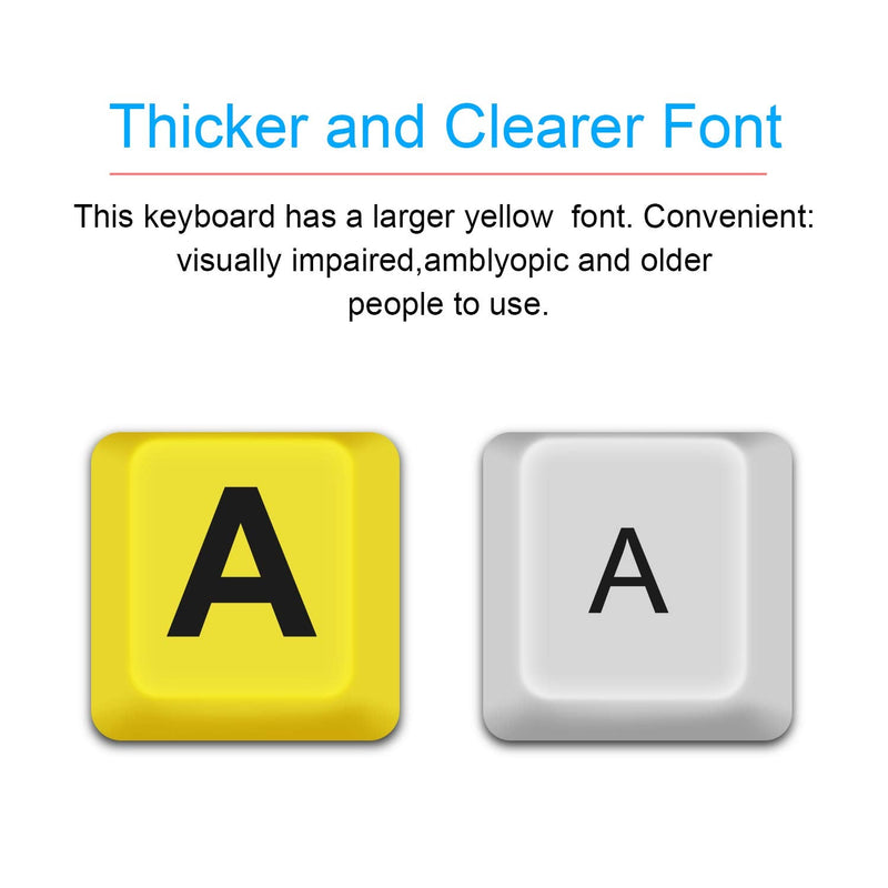 [Australia - AusPower] - TANIX Large Print Computer Keyboard Wired USB Keyboard Big Print Letter with Yellow Keys High Contrast Yellow Keyboard Makes Type Easy 
