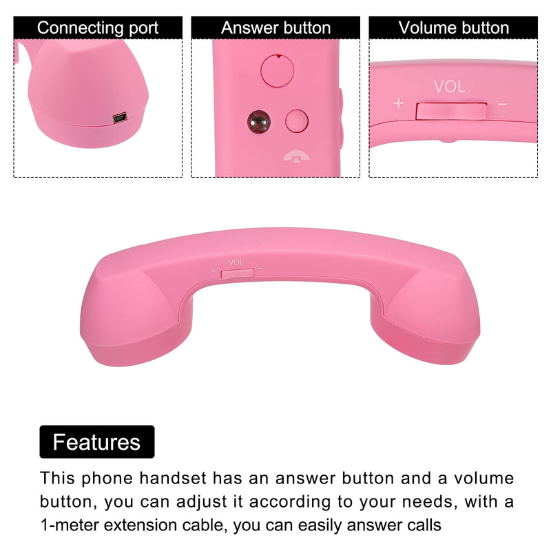 [Australia - AusPower] - MECCANIXITY Retro Telephone Handset Wireless Phone Telephone Receiver for Microphone Speaker Matte Pink 