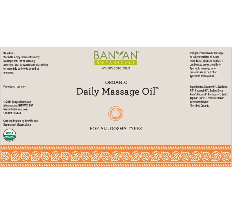 [Australia - AusPower] - Banyan Botanicals Daily Massage Oil – Organic Ayurvedic Massage Oil – for All Skin Types & Doshas – Moisturizes, Nourishes The Tissues & Calms The Mind – 12oz. – Non GMO Sustainably Sourced Vegan 12 Fl Oz (Pack of 1) 