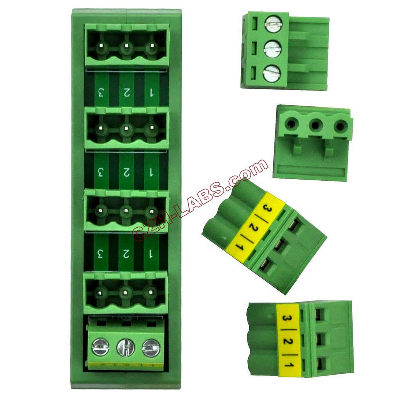 [Australia - AusPower] - Electronics-Salon Slim DIN Rail Mount 10A/300V 5x3 Position Pluggable Screw Terminal Block Distribution Module. 