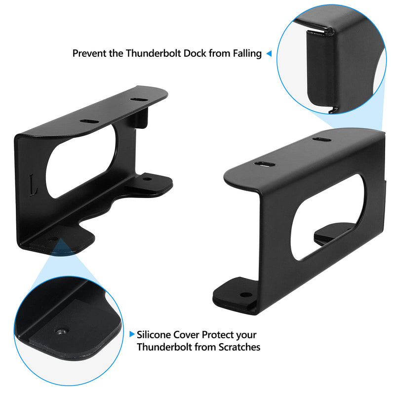 [Australia - AusPower] - Under Desk Holder for Thunderbolt 4 Dock/Thunderbolt 3 Dock and Power Cable, Under Desk Iron Storage Rack for TS4 / TS3 Plus, No Drill, Easy Install with All Hardware Included 