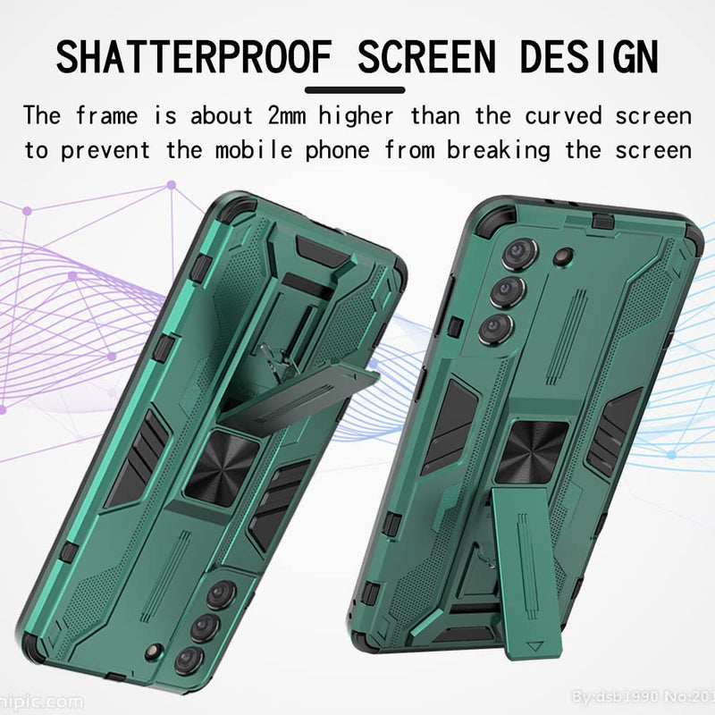 [Australia - AusPower] - RIZZ Samsung Galaxy S21+ Plus 5g Case with Kickstand and Magnetic Ultra Slim Phone Cases for Women and Men Armor Military Mobile Phone Drop Protection(Green) 