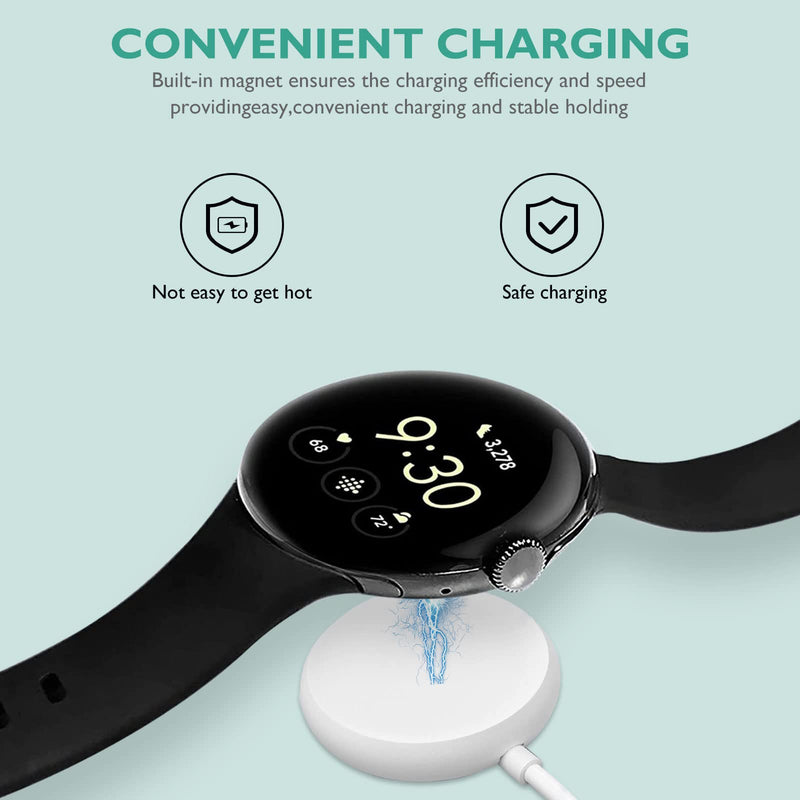 [Australia - AusPower] - for Google Pixel Watch Charger, Lnauy Replacement USB-C Charger Stand Compatible with Google Pixel Watch Magnetic Portable Charging Cable Power (White) White 
