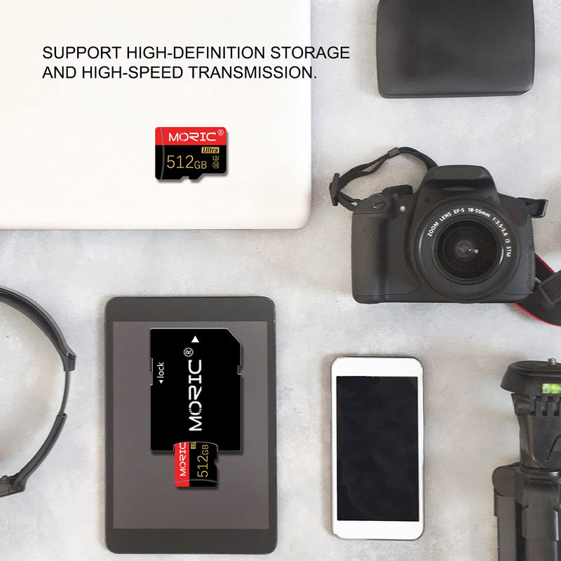 [Australia - AusPower] - 512GB Micro SD Card High Speed Memory Card Class 10 with Adapter for Smartphone/Tablet/PC/Drone(512GB) 