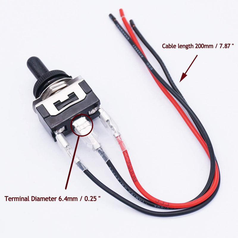 [Australia - AusPower] - TWTADE 3Pcs Momentary Toggle Switch 3 Pins 3 Position (ON)/Off/(ON) SPDT Heavy Duty Rocker Toggle Switch 16A 250VAC Spade Terminal Metal Switch with Waterproof Boot Cap+6.3mm Wires TEN-123MZX-B123 Bilateral reset 