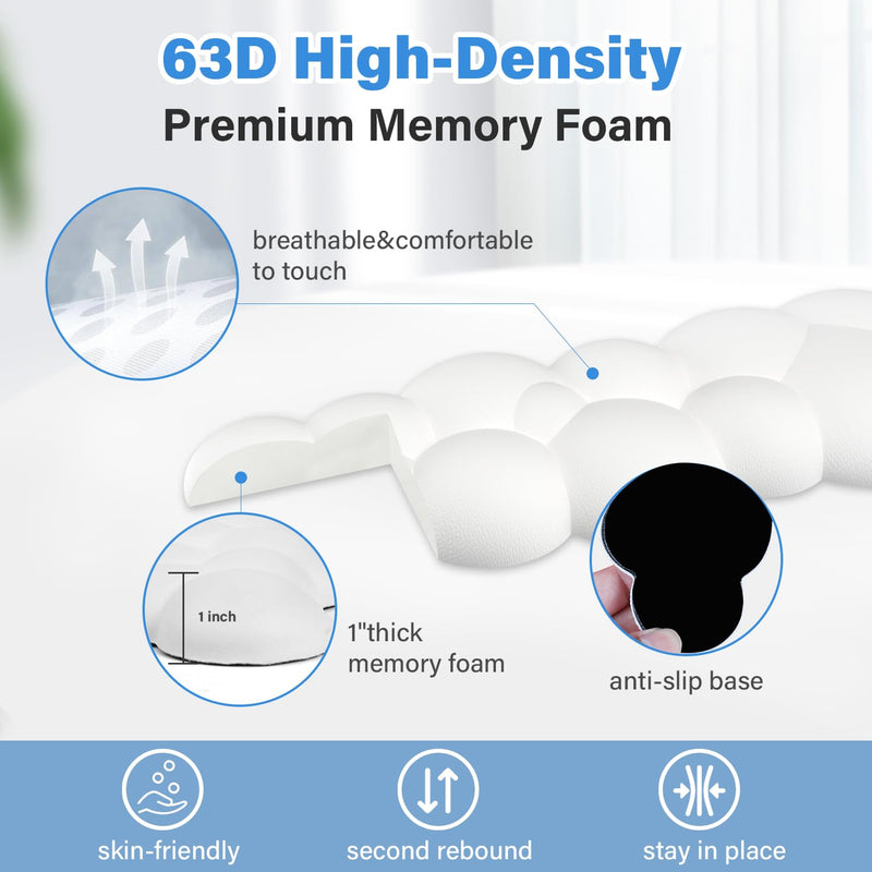 [Australia - AusPower] - Labeol Cloud Keyboard Wrist Rest, 16.5" Extended Wrist Rest Ergonomic Memory Foam with Non-Slip Base for Typing Pain Relief, Office, Gaming, Computer, Laptop, Desk (White) White 