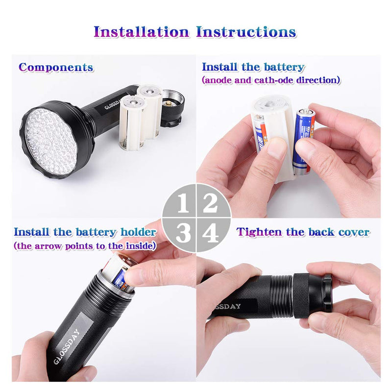 [Australia - AusPower] - UV Black Light Flashlight,100 LED UV Flashlights, Super Bright Ultraviolet Flashlight Professional Blacklight Pet Urine Detector for Dog/Cat,Hunting Scorpions 100LED 
