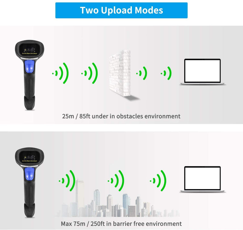[Australia - AusPower] - NetumScan Wireless Barcode Scanner with Stand, Portable Automatic Barcode Reader 2-in-1 (2.4G Wireless & USB 2.0 Wired QR Code Scanner for Warehouse POS and Computer (1D) 1D 