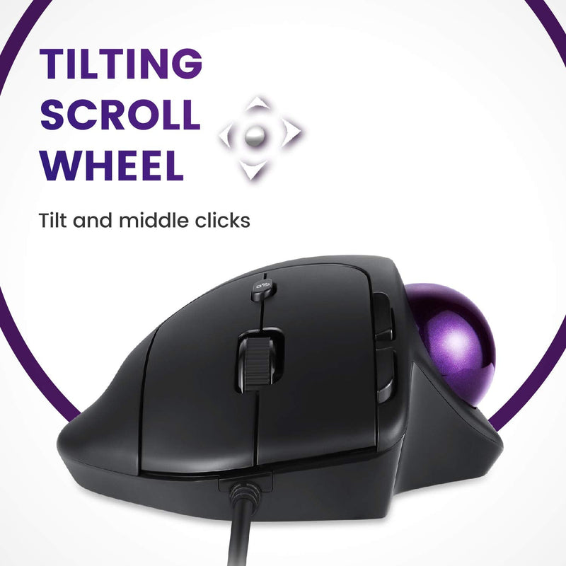 [Australia - AusPower] - Perixx PERIMICE-520 Wired USB Ergonomic Programmable Trackball Mouse, Adjustable Angle, 8 Button Design, Black (PM-520-11447) 