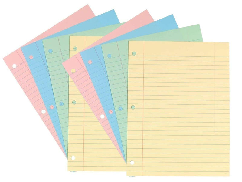 [Australia - AusPower] - 1InTheOffice Wide Filler Paper, Loose Leaf Binder Paper, Pastel, 8"W x 10.5"H, 200/Pack 